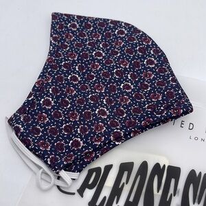 Floral Face Mask in Navy and Red TED BAKER LONDON Reversible Reusable NWT